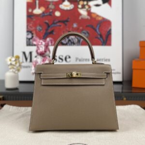 Hermès Kelly 25 Gold buckle Elephant Gray