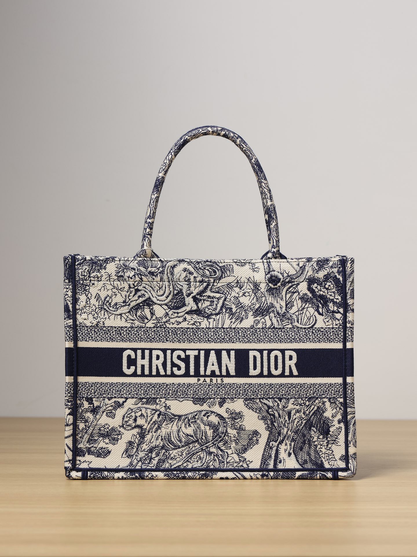 DIOR BookTote Zoo Embroidery Bag blue