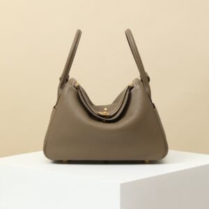 Hermès Lindy 26 Bag Gold buttons Cowhide Elephant Gray