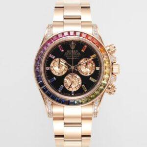ROLEX Cosmograph Daytona Automatic Movement 100m Water Resistance New Rainbow Rock Candy Diamond Engraving Gold Rainbow Daytona Men's Watch Swiss Watch 40mm Black Dial