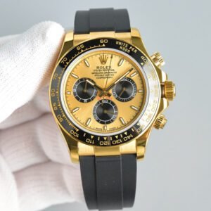 ROLEX Cosmograph Daytona Automatic Movement Yellow Gold Case Men's Watch Swiss 40mm Yellow Dial Yellow Gold Case Rubber Strap