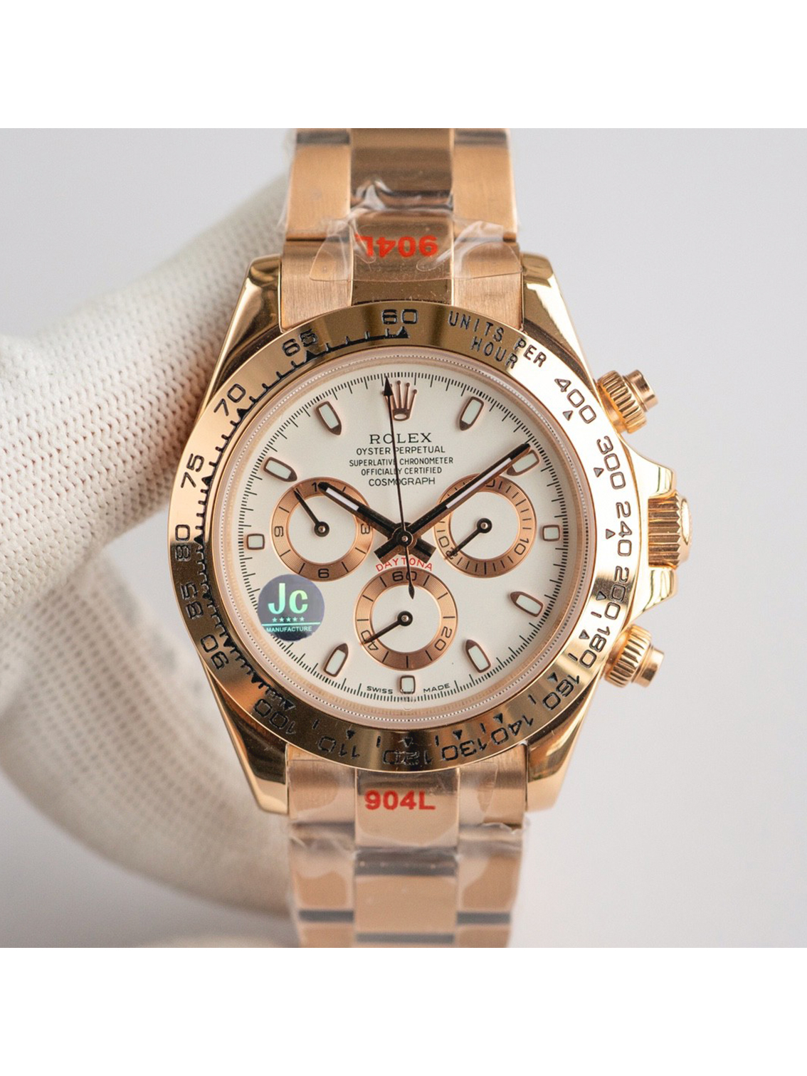 ROLEX Cosmograph Daytona Automatic Mechanical Movement 100m Water Resistance Men's Swiss Watch 40mm White Dial 18ct Everose Gold Case