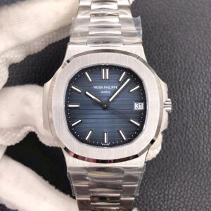 PATEK PHILIPPE Nautilus Automatic Movement with Date Display for Men, Sporty Elegance, Blue Dial, White Case