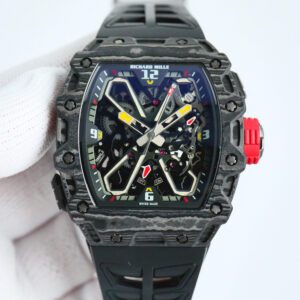 RICHARD MILLE Men's Automatic Mechanical Movement Richard Mille Men's Watch Swiss Watch 43.15*49.95mm Hollow Dial Carbon TPT® Case Rubber Strap