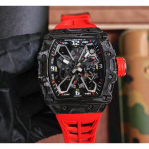 RICHARD MILLE Men's Automatic Mechanical Movement Richard Mille Men's Watch Swiss Watch 43.15*49.95mm Hollow Dial Carbon TPT® Case Rubber Strap