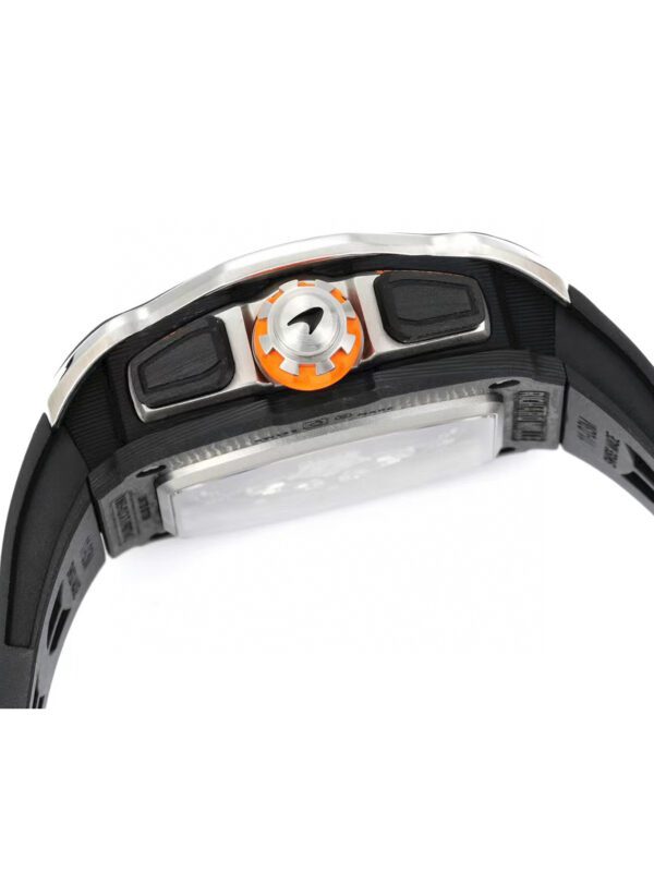 RICHARD MILLE Men's Automatic Mechanical Movement 50m Water Resistance Swiss Men's Watch 43.84*49.94mm Hollow Dial Carbon Fiber Case Rubber Strap - Image 4