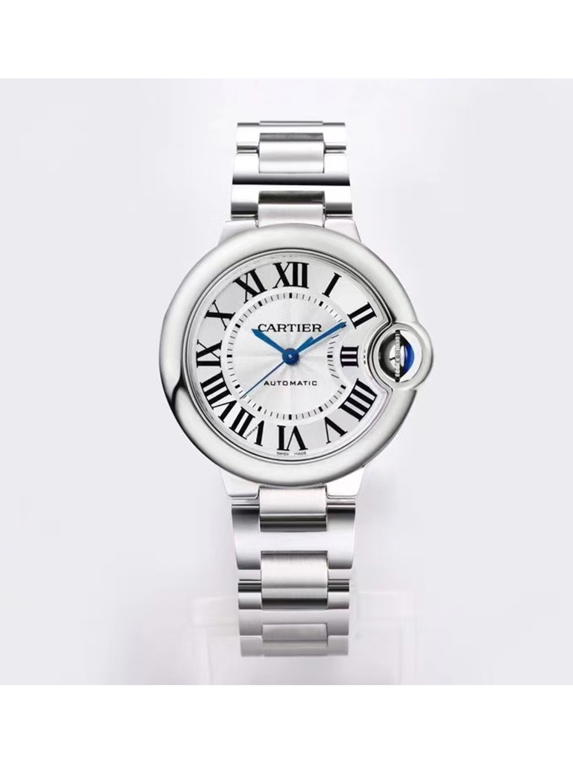 CARTIER Blue Balloon Collection Essential Classic Automatic Mechanical Movement Women's Watch Swiss 33mm Silver Dial Stainless Steel Case and Strap
