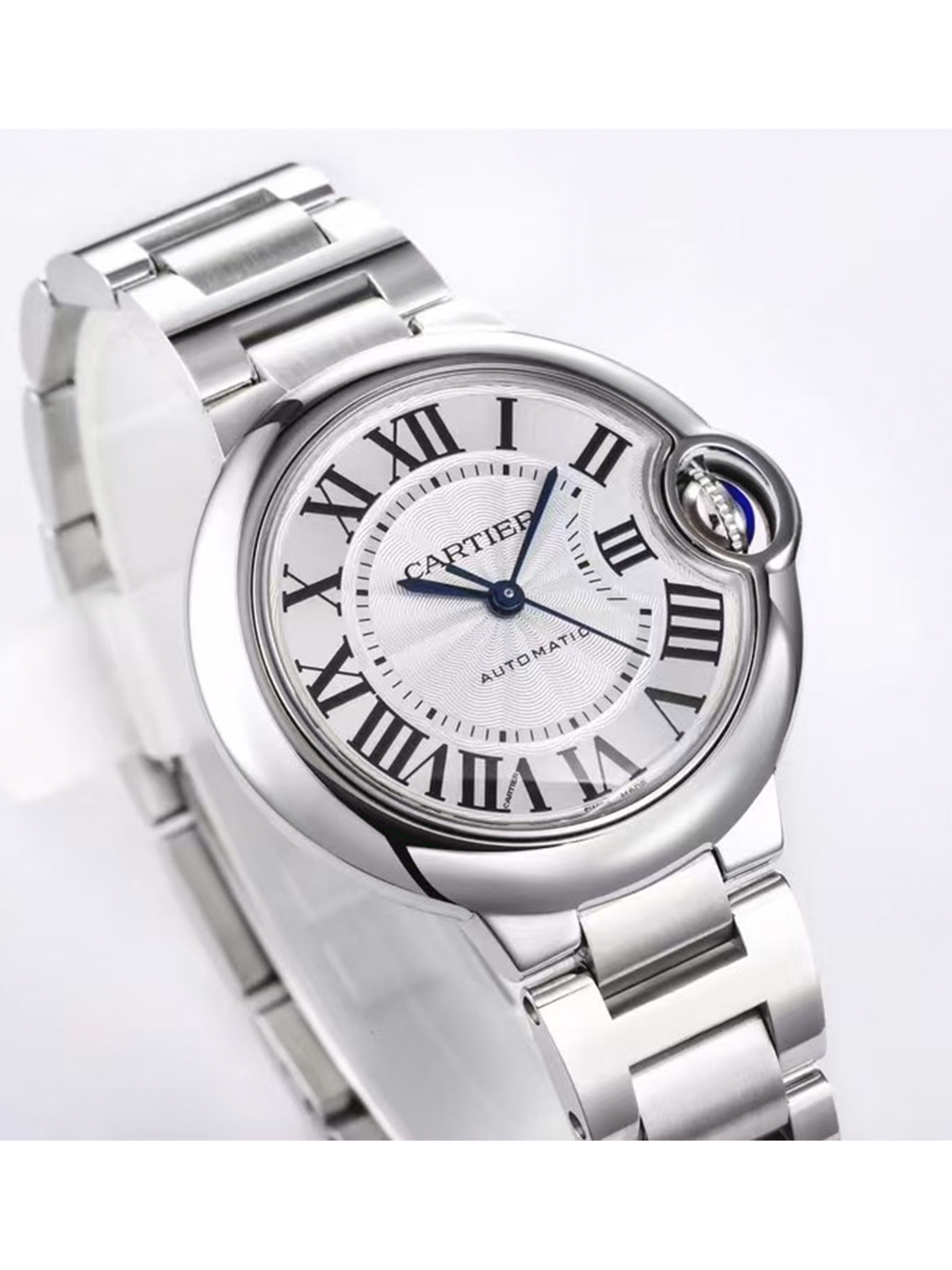 CARTIER Blue Balloon Collection Essential Classic Automatic Mechanical Movement Women's Watch Swiss 33mm Silver Dial Stainless Steel Case and Strap - Image 3
