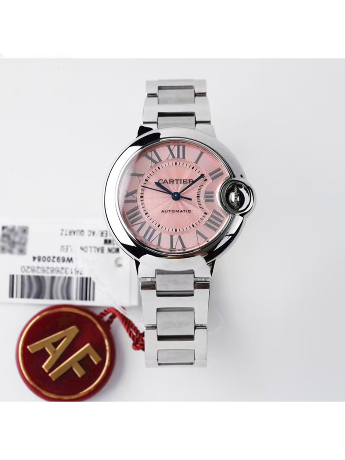 CARTIER Blue Balloon Series Blue Balloon Automatic mechanical movement 30 meters water resistant ladies watch Swiss watch 33mm pink dial stainless steel case stainless steel strap