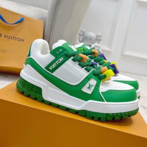 Louis Vuitton Trainer Maxi Low-Top Lace-Up Sneakers for Men (White and Green)