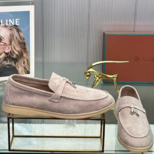 Loro Piana suede versatile and fashionable casual shoes for men and women in gray