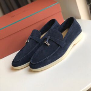 Loro Piana suede versatile and fashionable loafers for men and women, black