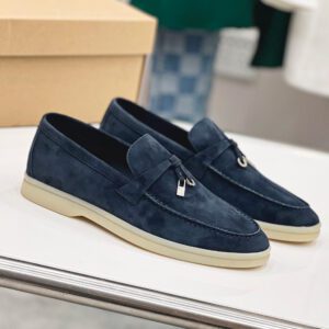 Loro Piana suede versatile and fashionable casual shoes for men and women in dark blue