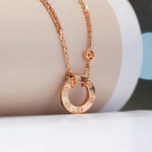 CARTIER Cartier LOVE Series Disc Pendant 18K Rose Gold Bracelet Women's Rose Gold