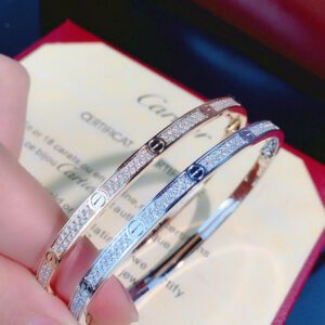 CARTIER Cartier LOVE series small model full of stars full of diamonds narrow version 18k white gold bracelet unisex couple's style white gold rose gold two colors optional