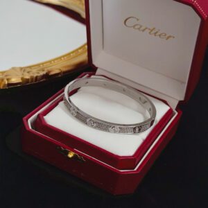 CARTIER LOVE full diamond star full circle diamond wide version 18K white gold bracelet unisex couple's style white gold rose gold two colors optional
