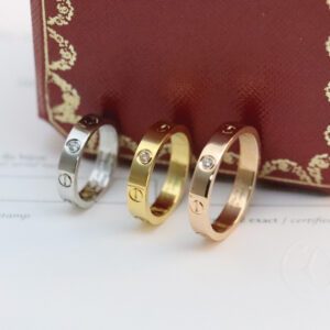Cartier set with a single diamond, single ring with engraved letter decoration, 18K rose gold ring, unisex couple's style, rose gold, yellow gold and white gold three colors available