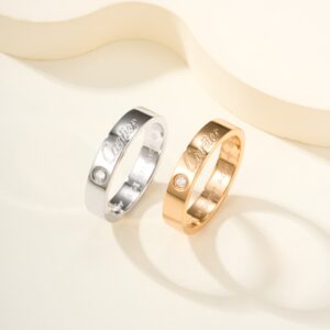 CARTIER Cartier C de Cartier ring series logo letter inlaid with diamonds narrow version 18k rose gold ring unisex couple's style rose gold white gold two colors optional