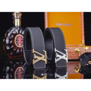 LV men's business casual leather belt classic steel buckle calfskin belt