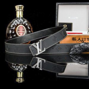 Lv men's business casual leather belt classic steel buckle calfskin belt