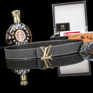 Lv men's business casual leather belt classic steel buckle calfskin belt