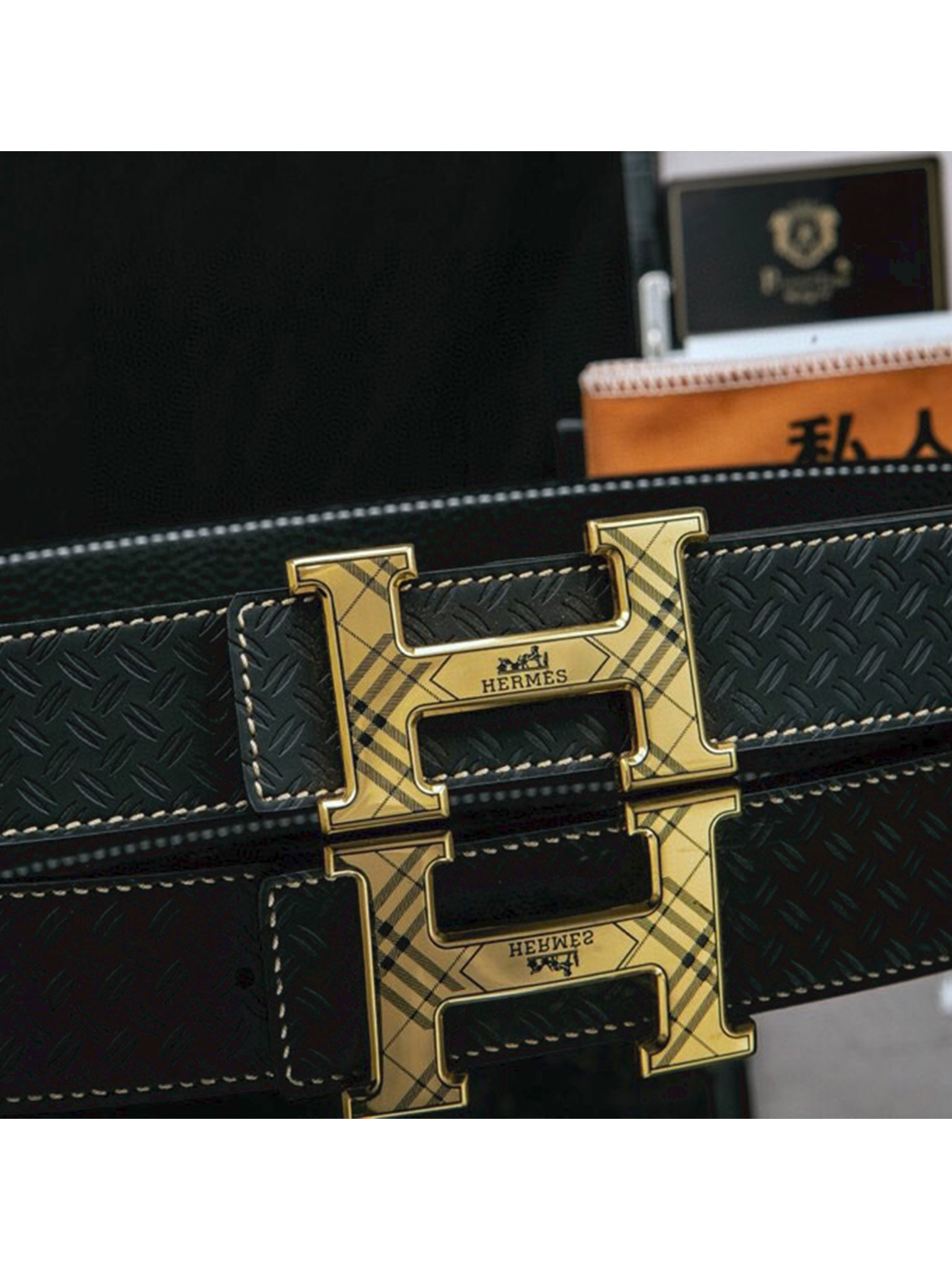 Hermes Men's Double-Sided H-Buckle Belt - Image 9