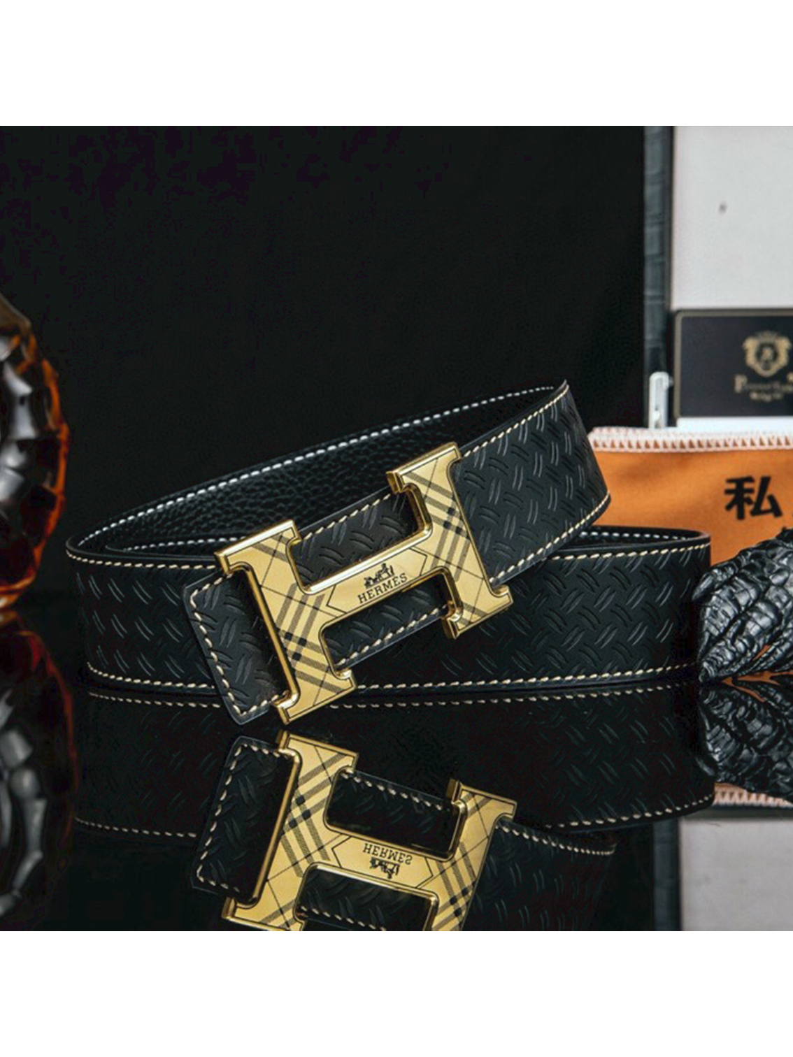 Hermes Men's Double-Sided H-Buckle Belt - Image 8