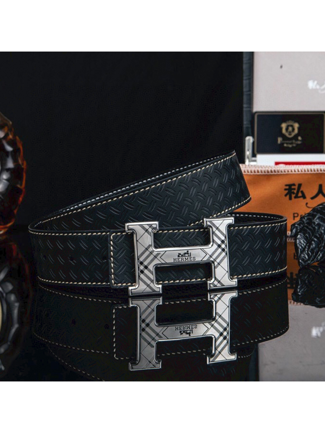 Hermes Men's Double-Sided H-Buckle Belt - Image 3